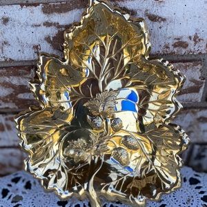 Vintage 24KT Goldplate Leaf Serving dish WMF Ikora